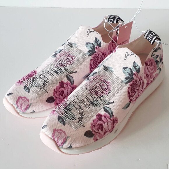NWT Juicy Couture floral print and crystal embellished slip on knit sneakers, 10 - Picture 9 of 12